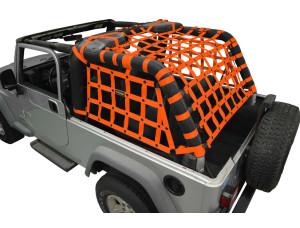 Netting 3pc Kit Rear Cargo Sides - for Jeep LJ Unlimited - Orange