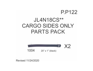 Replacement Parts Pack for 2 Piece rear cargo style sides only for Jeep JL unlimited (4dr) 2018 - up